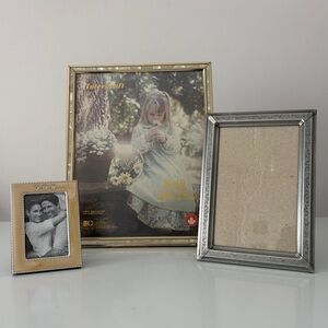 Bundle of Frames Intercraft Vintage Pearl Border 8x10 Pewter 5x7 Mini Enamel 2x3